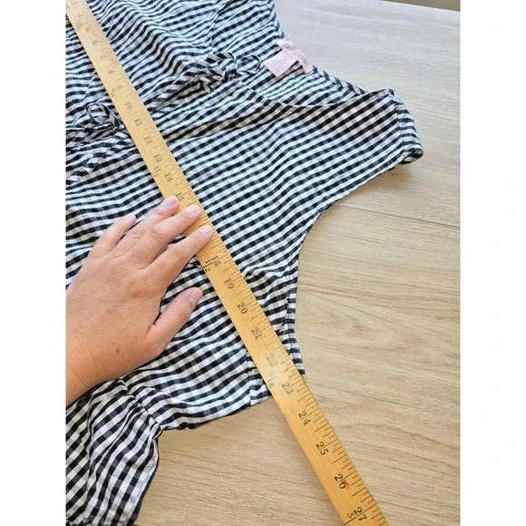 Coco & Shay Women Top 3XL Black White Gingham Peplum Tie Front Sleeveless - Picture 4 of 9